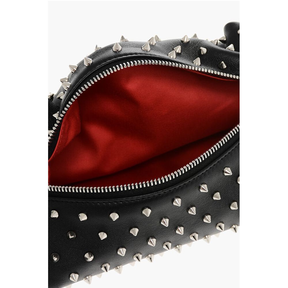 Zincir saplı Christian Louboutin çivili deri hobo çanta